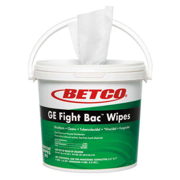 Betco® GE Fight Bac™ Disinfectant Wipes, Bucket Of 500, Case Of 4 Buckets
