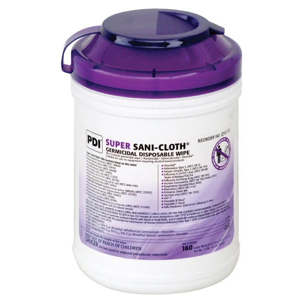 Unimed Super Sani-Cloth Germicidal Wipes, 6" X 6-3/4", Tub Of 160 Wipes