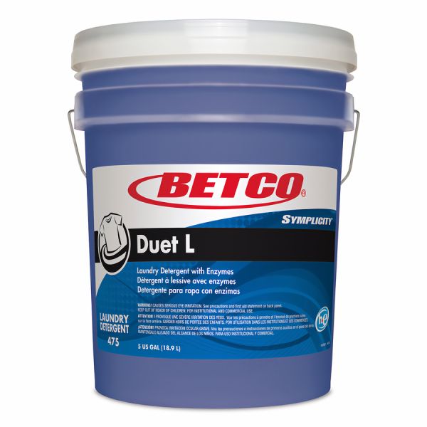 Betco Symplicity Duet L Detergent With Bleach Alternative, 5 Gallon Ready-To-Use Liquid - 640 fl oz (20 quart) - 720 oz (45 lb) - Fresh Scent - Blue
