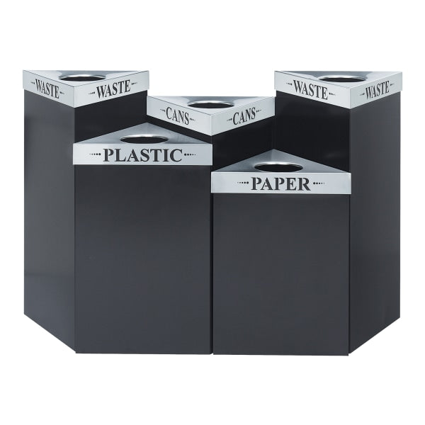 Safco® Trifecta Steel Receptacle Base, 15 Gallons, 26" x 19 1/2" x 19 1/2", Black