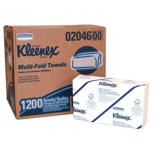 Kleenex® Multi-Fold 1-Ply Paper Towels, Pack Of 1200 Sheets