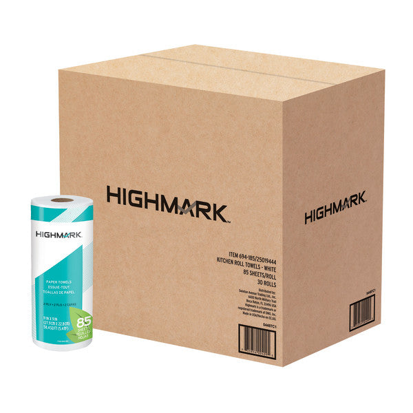 Highmark® ECO 2-Ply Paper Towels, 100% Recycled, 85 Sheets Per Roll, Case Of 30 Rolls