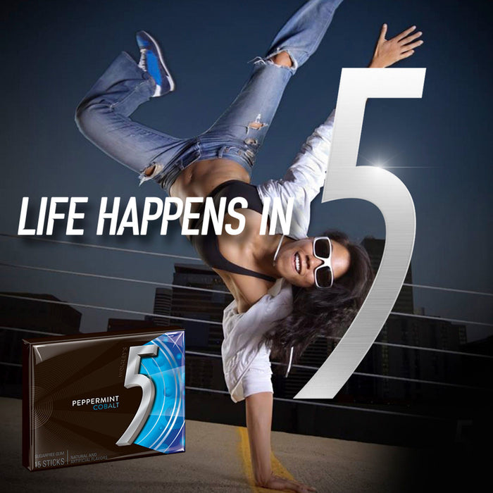 5 Gum Cobalt 5 Peppermint Sugar-free Gum Peppermint - Individually Wrapped - 10 / Box
