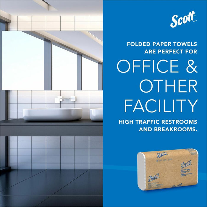 Scott® 70% Recycled Fiber Multifold Paper Towels, 9.2" X 9.4", White, 250 Towels Per Pack, Carton Of 16 Packs