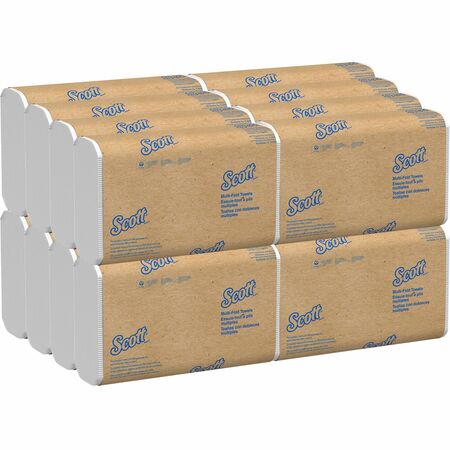 Scott® 70% Recycled Fiber Multifold Paper Towels, 9.2" X 9.4", White, 250 Towels Per Pack, Carton Of 16 Packs