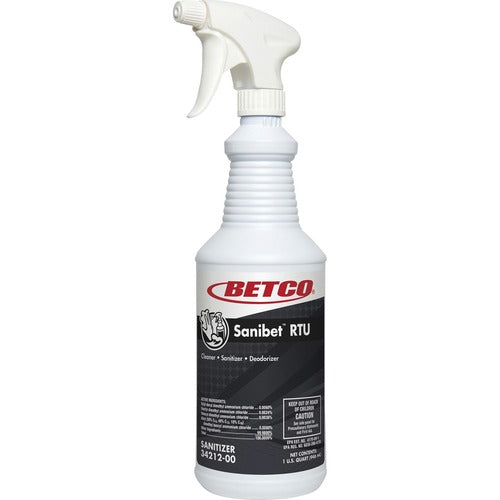Betco® Sanibet RTU Cleaner Ready-To-Use Spray - 32 Fl Oz (1 Quart) - 12 / Carton - Yellow