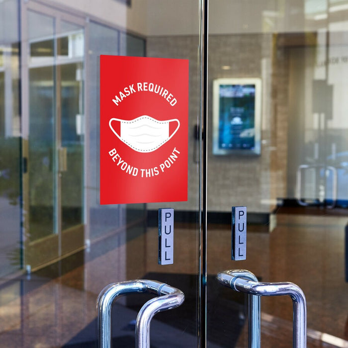 Avery® Surface Safe MASK REQUIRED Wall Decals 5 / Pack - Mask Required Beyond This Point Print/Message - 7" Width X 10" Height - Rectangular Shape - Water Resistant