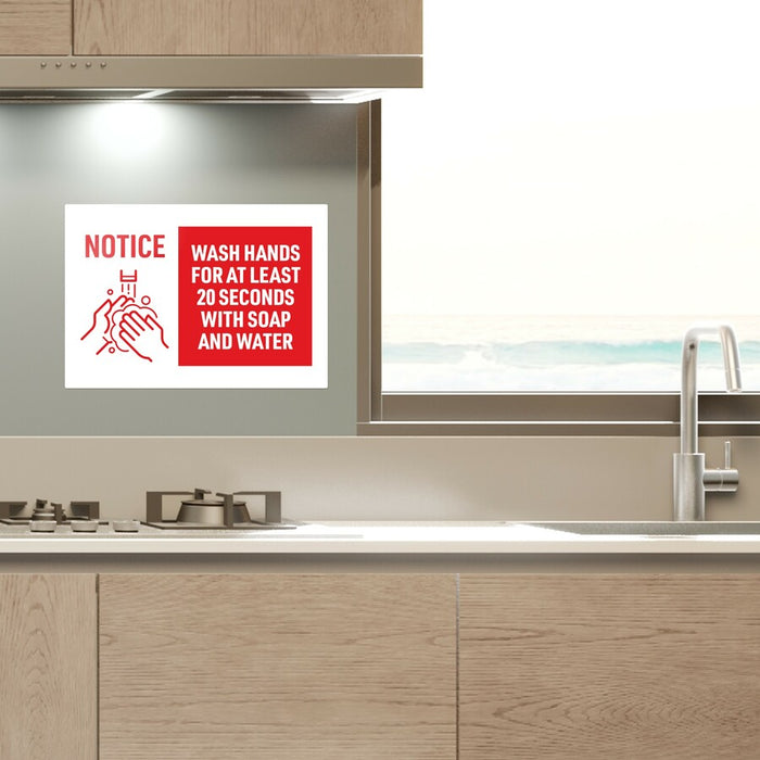 Avery® Surface Safe NOTICE WASH HANDS Wall Decals Decals 5 / Pack - Wash Hands For At Least 20 Seconds Print/Message - 7" Width X 10" Height - Rectangular Shape - Water Resistant