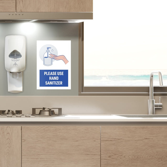 Avery® Surface Safe USE HAND SANITIZER Wall Decals 5 / Pack - Please Use Hand Sanitizer Print/Message - 7" Width X 10" Height - Rectangular Shape - Water Resistant