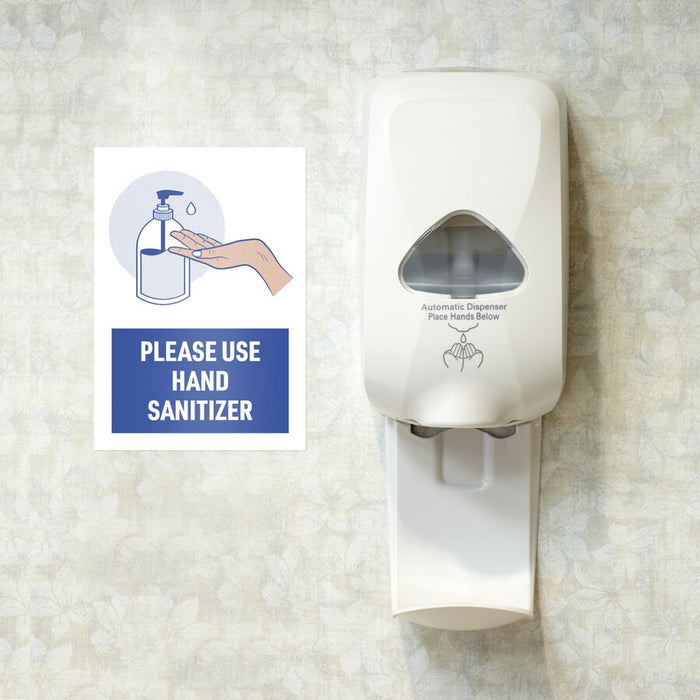 Avery® Surface Safe USE HAND SANITIZER Wall Decals 5 / Pack - Please Use Hand Sanitizer Print/Message - 7" Width X 10" Height - Rectangular Shape - Water Resistant