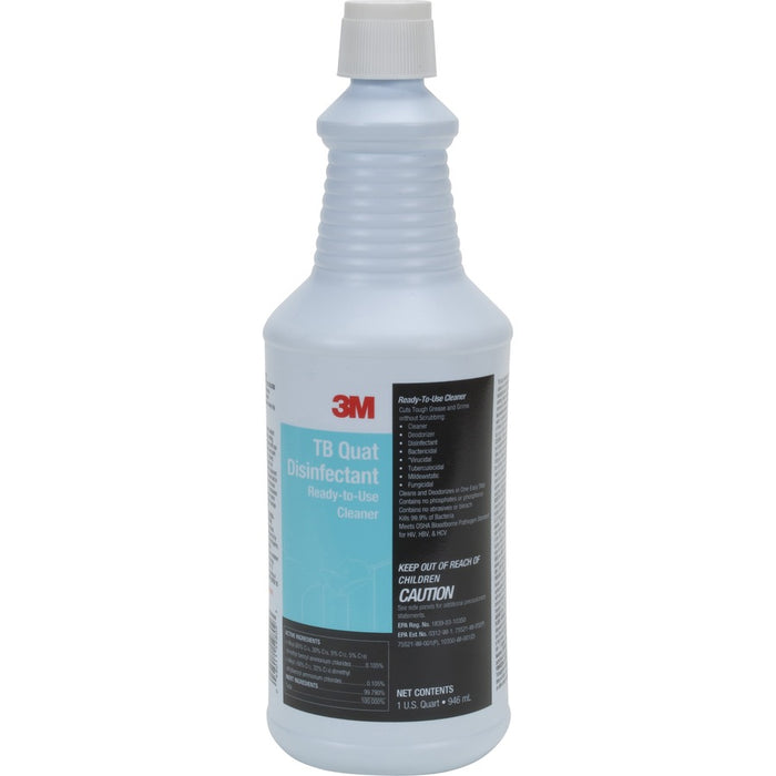 3M™ TB Quat Disinfectant Ready-To-Use Cleaner Ready-To-Use Liquid - 32 Fl Oz (1 Quart) - Spray Bottle - 12 / Carton - Clear