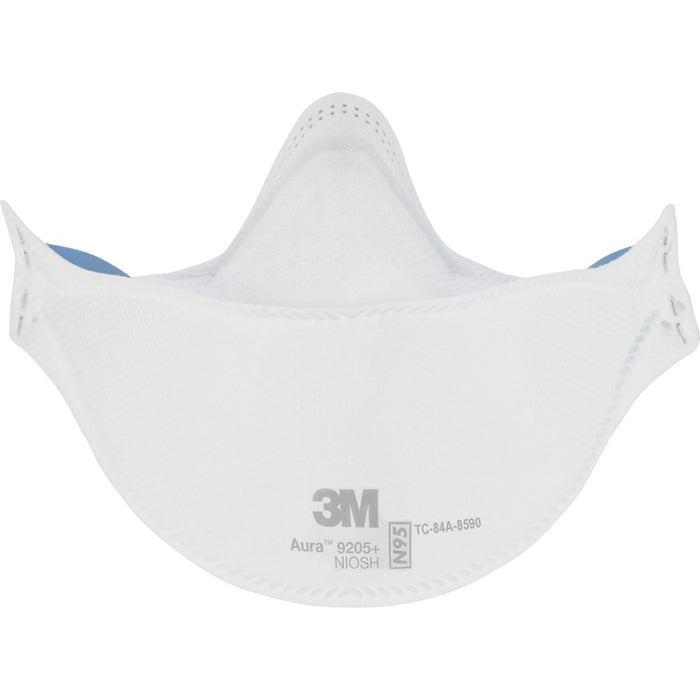 3M™Aura N95 Particulate Respirator 9205 Recommended For: Face - Lightweight, Soft, Comfortable, Adjustable Nose Clip, Disposable, Advanced Electret Media - Adult Size - Airborne Particle, Dust, Contaminant, Fog Protection - White - 10 / Pack