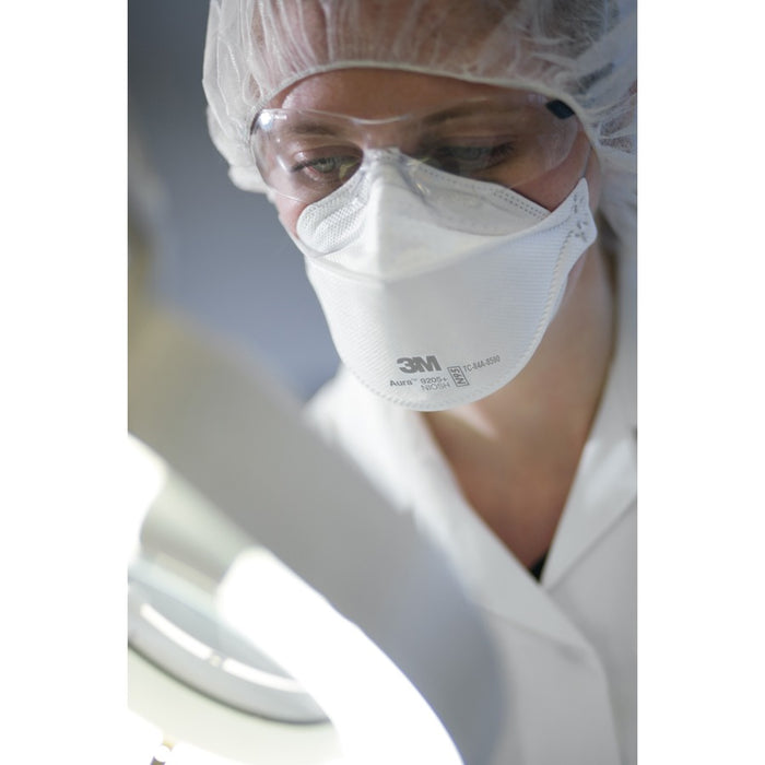 3M™Aura N95 Particulate Respirator 9205 Recommended For: Face - Lightweight, Soft, Comfortable, Adjustable Nose Clip, Disposable, Advanced Electret Media - Adult Size - Airborne Particle, Dust, Contaminant, Fog Protection - White - 10 / Pack