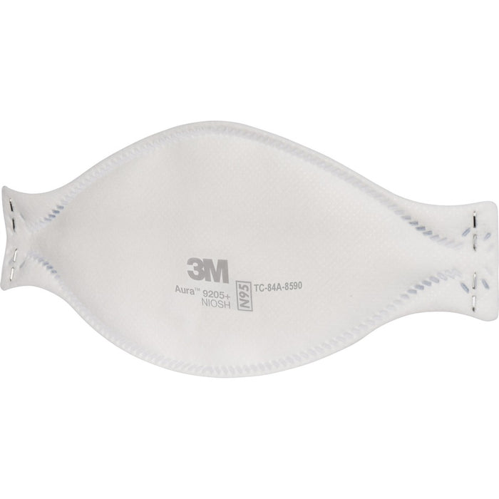 3M™Aura N95 Particulate Respirator 9205 Recommended For: Face - Lightweight, Soft, Comfortable, Adjustable Nose Clip, Disposable, Advanced Electret Media - Adult Size - Airborne Particle, Dust, Contaminant, Fog Protection - White - 10 / Pack