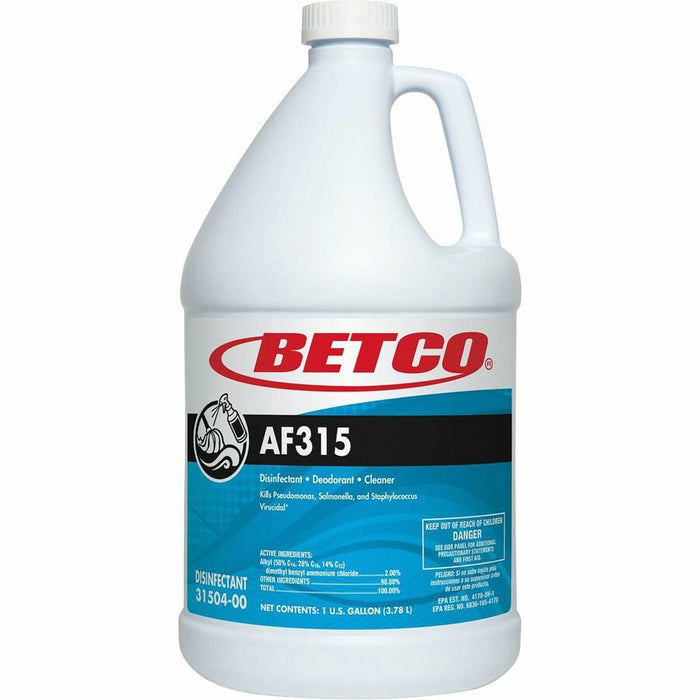 Betco® AF315 Disinfectant Cleaner Concentrate - 128 Fl Oz (4 Quart) - Citrus & Cedar Scent - 4 / Carton - Turquoise