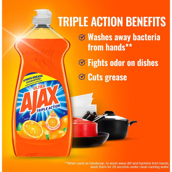 Ajax Dish Detergent, Liquid, Orange Scent, 28 oz Bottle, 9/Carton