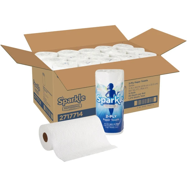 Sparkle® Professional Series by GP PRO 2-Ply Kitchen Paper Towels, 85 Sheets Per Roll, Pack Of 15 Rolls
