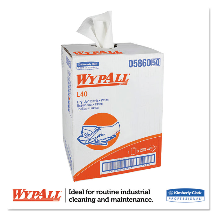 WypAll® L40 Dry Up Cleaning & Drying Towel - 19.5" x 42", White