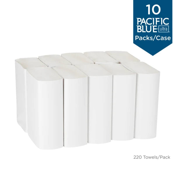 Pacific Blue Ultra™ by GP PRO BigFold Z® Premium 1-Ply Paper Towels, 220 Sheets Per Pack, Case Of 10 Packs