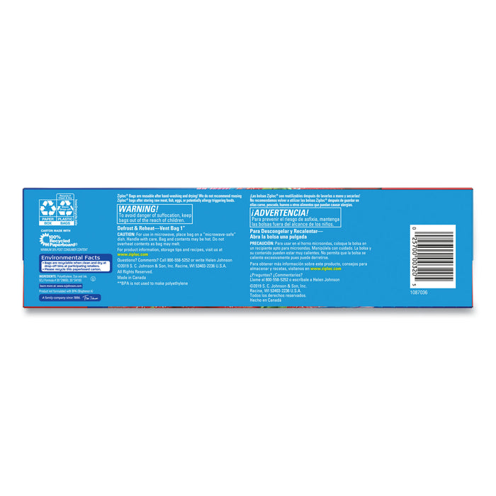 Ziploc® Double Zipper Storage Bags, 1 gal, 1.75 mil, 10.56" x 10.75", Clear, 38/Box