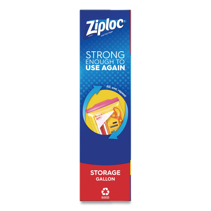 Ziploc® Double Zipper Storage Bags, 1 gal, 1.75 mil, 10.56" x 10.75", Clear, 38/Box