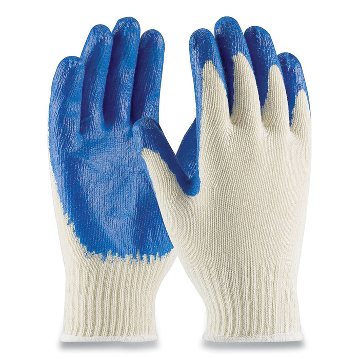 PIP Seamless Knit Cotton/Polyester Gloves, Regular Grade, Large, Natural/Blue, 12 Pairs