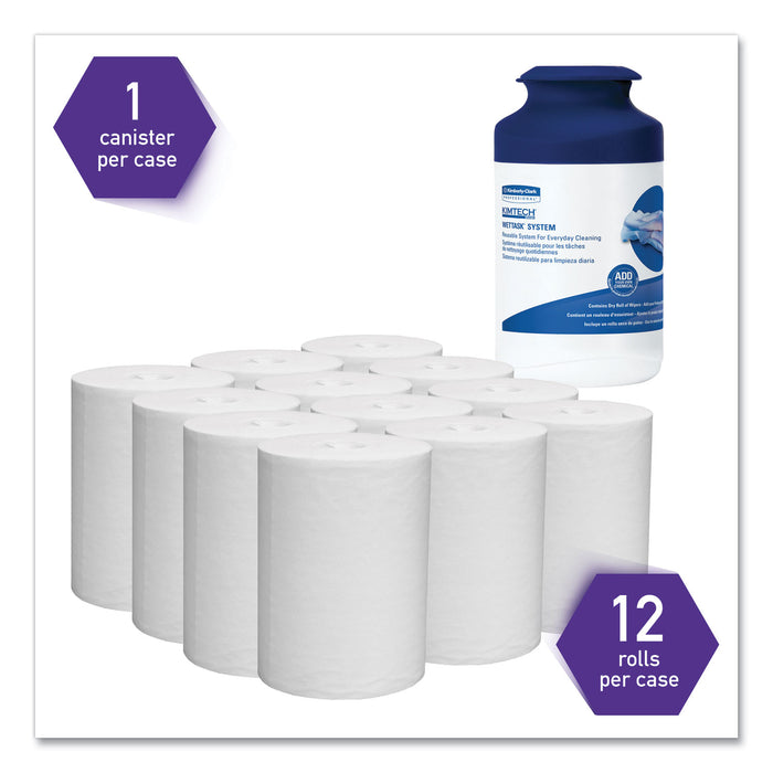 WetTask System Prep Wipers for Bleach/Disinfectants/Sanitizers Hygienic Enclosed System Refills W/Canister, 55/Rl,12 Roll/Ct