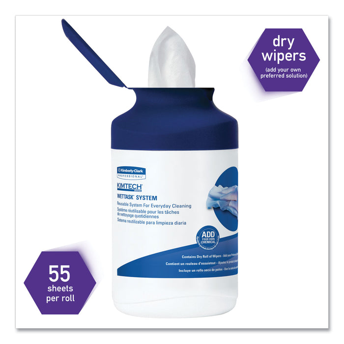 WetTask System Prep Wipers for Bleach/Disinfectants/Sanitizers Hygienic Enclosed System Refills W/Canister, 55/Rl,12 Roll/Ct