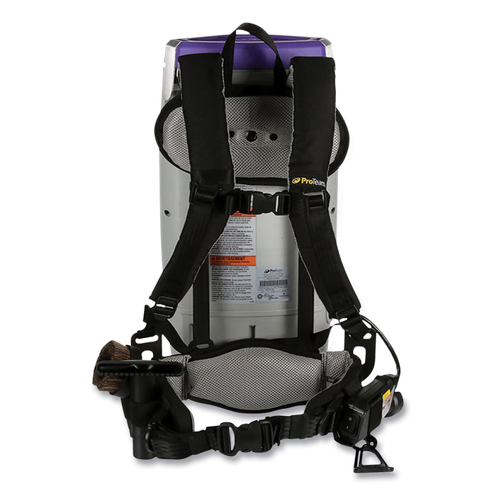 ProTeam® Super Coach Pro 10 Backpack Vacuum with Xover Fixed-Length Two-Piece Wand, 10 qt Tank Capacity, Gray/Purple