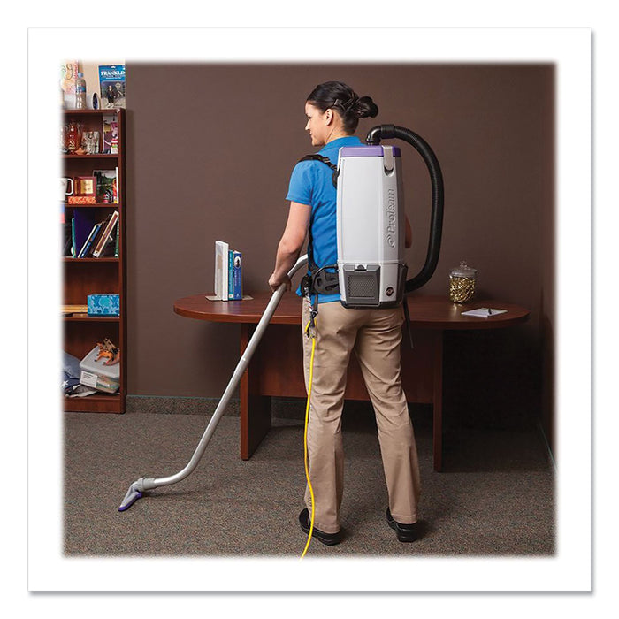 ProTeam® Super Coach Pro 10 Backpack Vacuum with Xover Fixed-Length Two-Piece Wand, 10 qt Tank Capacity, Gray/Purple