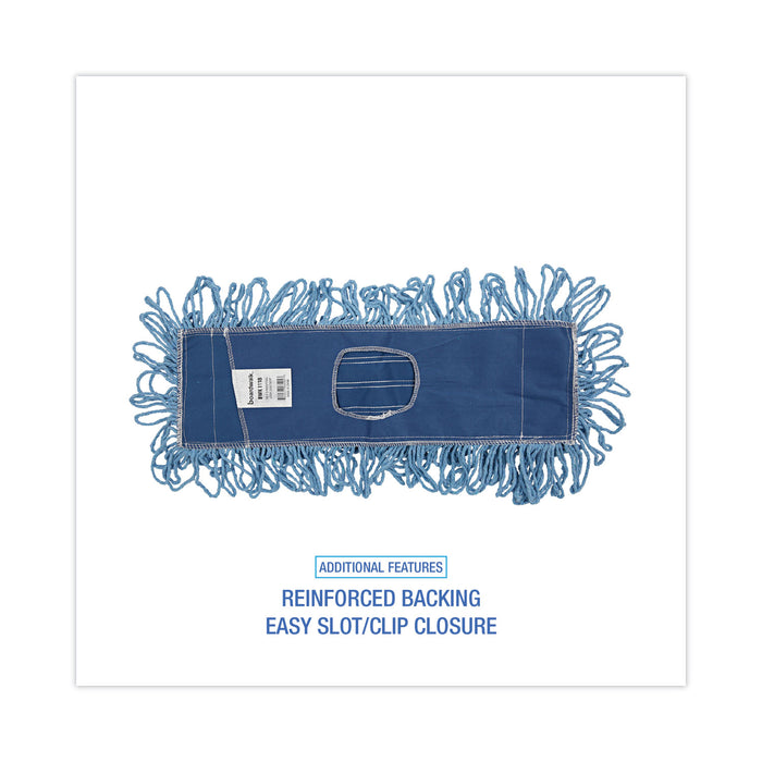 Mop Head, Dust, Looped-End, Cotton/Synthetic Fibers, 24 x 5, Blue