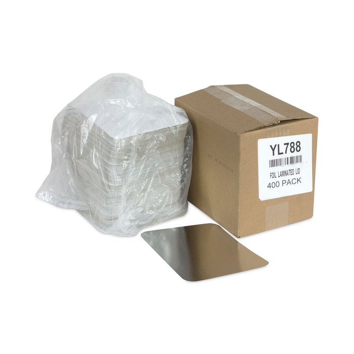 Aluminum Take-Out Container Lid, Loaf Pan Lid, 8.4 x 5.9, White/Aluminum, 400/Carton