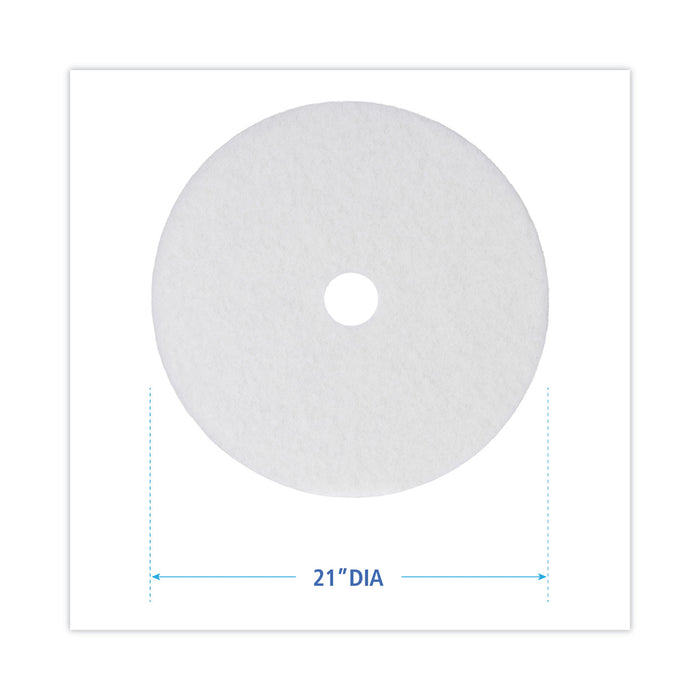 Polishing Floor Pads, 21" Diameter, White, 5/Carton