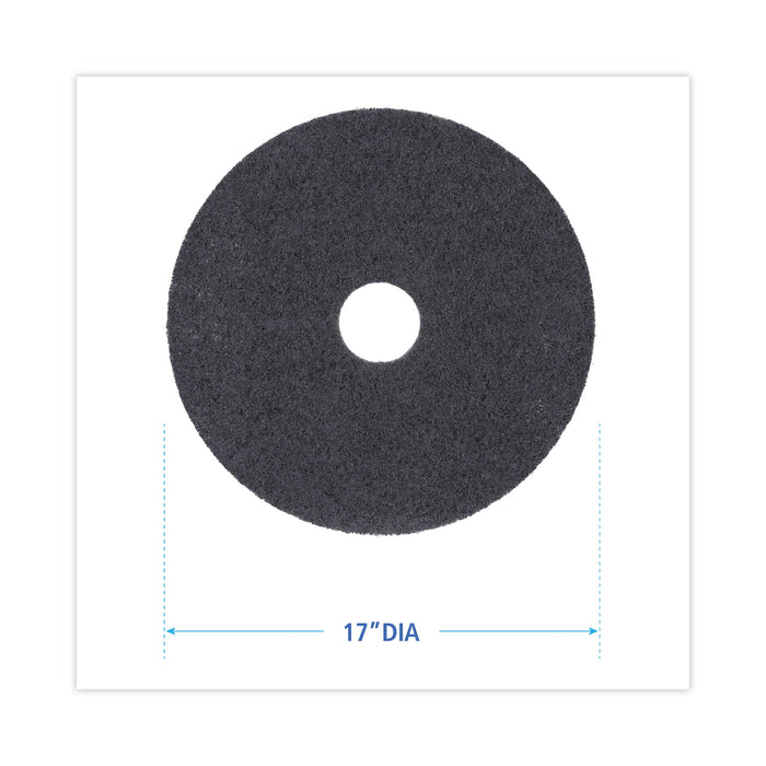 Boardwalk® High Performance Stripping Floor Pads, 17" Diameter, Black, 5/Carton