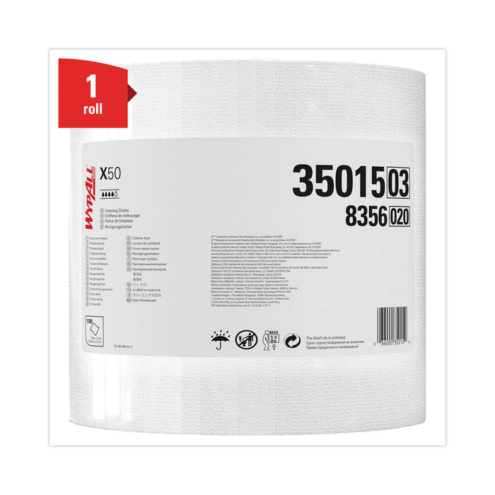 WypAll® X50 Jumbo Roll Disposable Cloth - 9.8" x 13.4", White