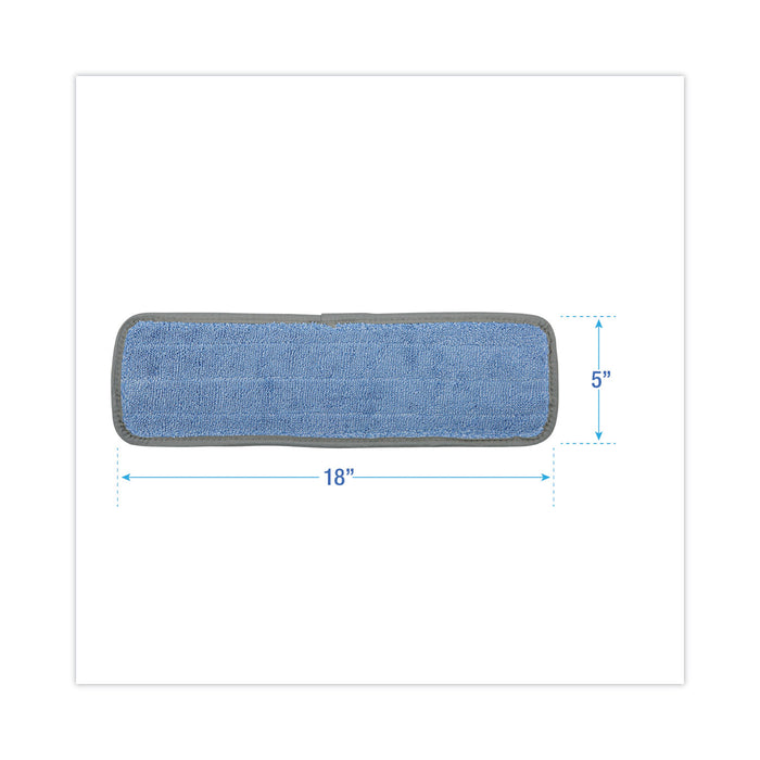 Boardwalk® Microfiber Mop Head, Blue, 18 x 5, Split Microfiber, Hook and Loop Back, Dozen