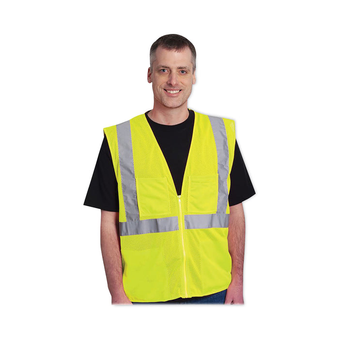ANSI Class 2 Hook And Loop Safety Vest 2X-Large, Hi-Viz Lime Yellow