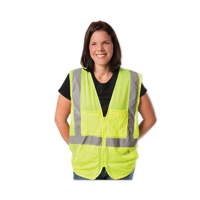 ANSI Class 2 Hook And Loop Safety Vest 2X-Large, Hi-Viz Lime Yellow