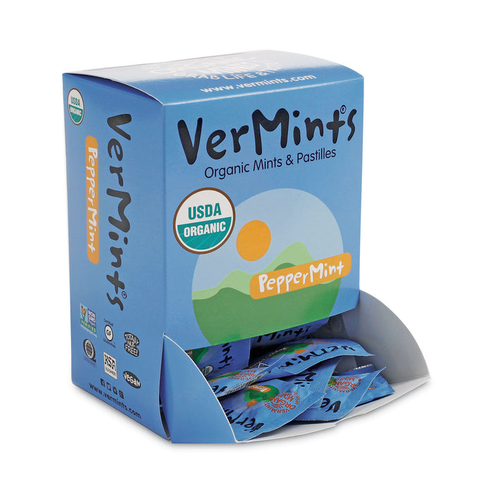 VerMints® VerMints Organic Mints/Pastilles, Peppermint, 2 Mints/0.7 oz Individually Wrapped, 100/Box