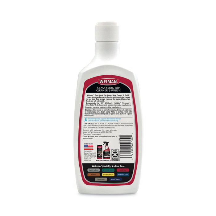 WEIMAN® Glass Cook Top Cleaner and Polish, 20 oz, Squeeze Bottle, 6/CT