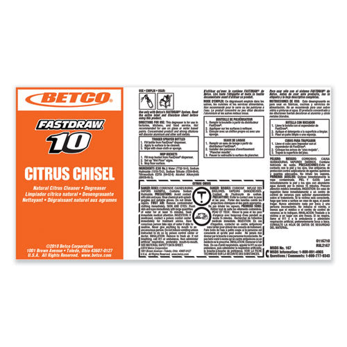 Betco® Chisel Degreaser Concentrate, Citrus Scent, 80 Oz Bottle, Case Of 4