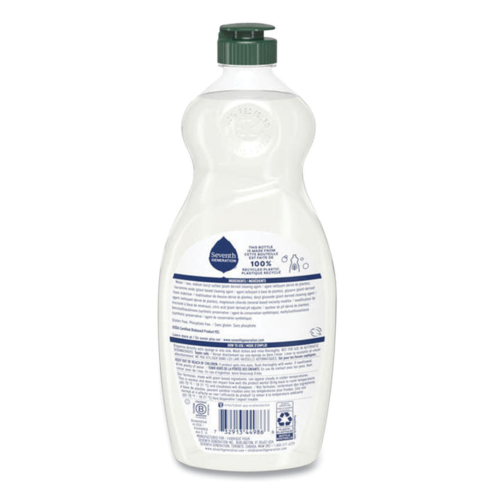 Natural Dishwashing Liquid, Free and Clear, 19 oz Bottle, 6/Carton