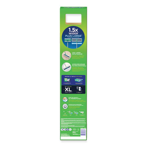 Swiffer® Sweeper Mop, 16.5 x 9 White Cloth Head, 46" Green/Silver Aluminum/Plastic Handle