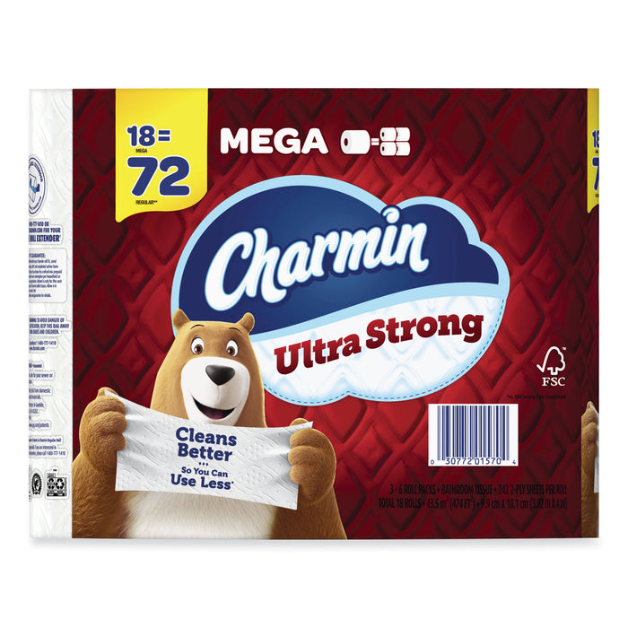 Ultra Strong Bathroom Tissue, Septic Safe, 2-Ply, White, 242 Sheet/Roll, 18/Pack