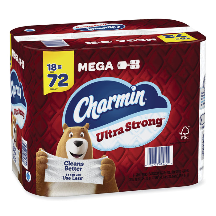 Ultra Strong Bathroom Tissue, Septic Safe, 2-Ply, White, 242 Sheet/Roll, 18/Pack