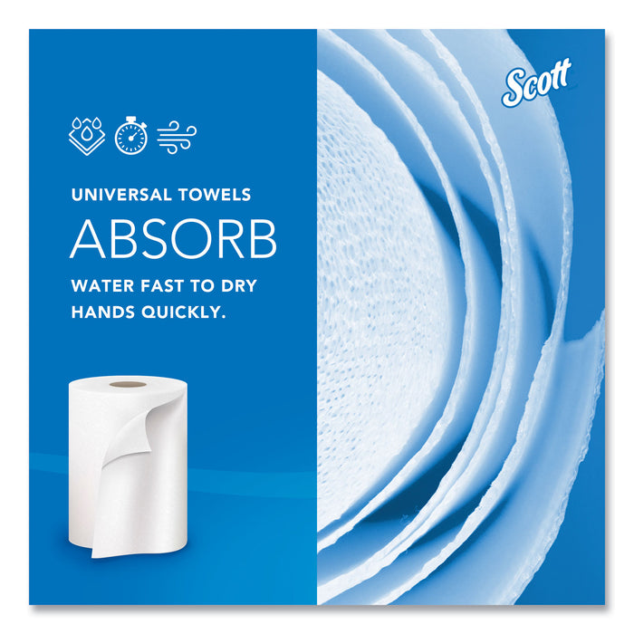 Scott® Essential 100% Recycled Fiber Hard Roll Towel, 1-Ply, 8" X 800 Ft, 1.5" Core, White, 12 Rolls/Carton