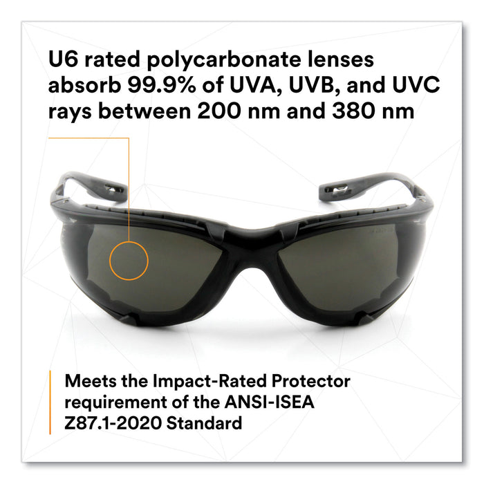 3M™ Virtua CCS Protective Eyewear with Foam Gasket, Black/Gray Plastic Frame, Gray Polycarbonate Lens/EA