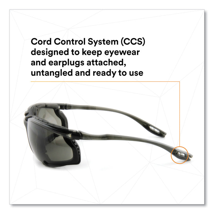 3M™ Virtua CCS Protective Eyewear with Foam Gasket, Black/Gray Plastic Frame, Gray Polycarbonate Lens/EA