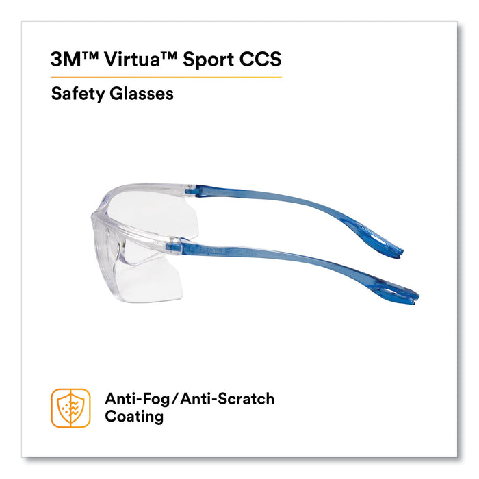 3M™ Virtua Sport CCS Protective Eyewear, Blue Plastic Frame, Clear Polycarbonate Lens/EA