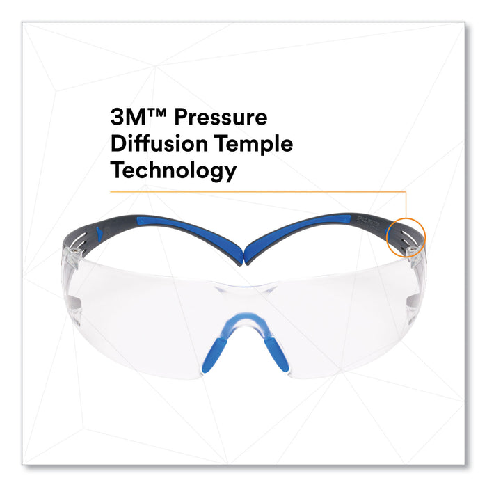 3M™ SecureFit Protective Eyewear, 400 Series, Black/Blue Plastic Frame, Clear Polycarbonate Lens/EA